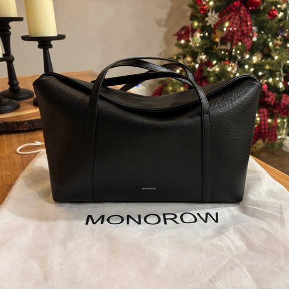 Monorow Sara Black Leather East West Shoulder Bag - Picture 2 of 14